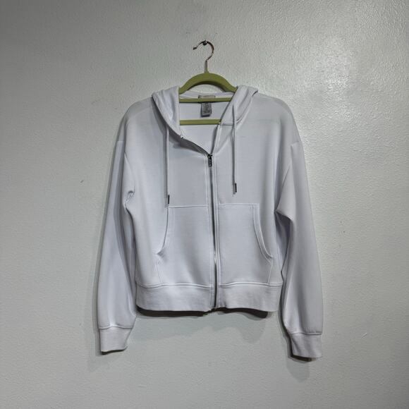 If It Were Me White Full Zip Crop Hooded Jacket Sz S - Picture 2 of 12